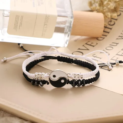 Vista 7 de Long tiantian Juego de 6 collares Yin Yang a juego para parejas, collar Ying Yang para 2 pulseras a juego para mejores amigos, pulseras de relación