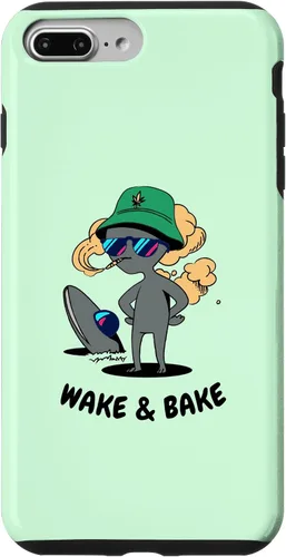 Vista 9 de Estuche de regalo divertido para iPhone 15 Alien Stoner Wake And Bake Weed Marihuana