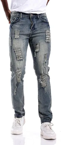 Vista 3 de MICKASON jeans rasgados y entallados para hombre