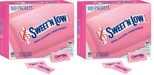 Vista 12 de Sweet'N Low paquetes de edulcorante cero calorías, 50 unidades, kosher y sin gluten, bajo índice glucémico, sobres individuales de edulcorante