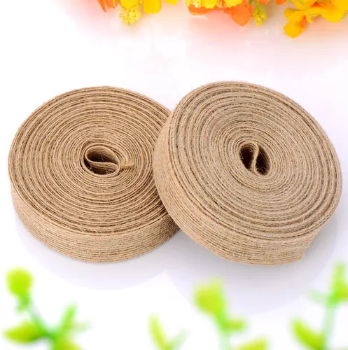 Vista 6 de Pangda 2 rollos de cinta de arpillera de 0.8 pulgadas x 11 yardas, de tela tejida de lino natural, para boda, manualidades, bordes hechos a mano