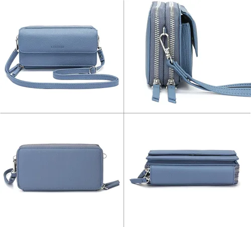 Vista 6 de Lanyani Cartera Cruzada RFID con Correa de Muñeca y Bolsillo para Teléfono para Mujeres de Cuero Vegano