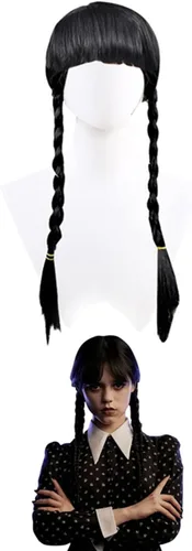 Vista 5 de MINACARE Wednesday Addams - Disfraz de Halloween para niñas, vestido de princesa negro para 2-10T