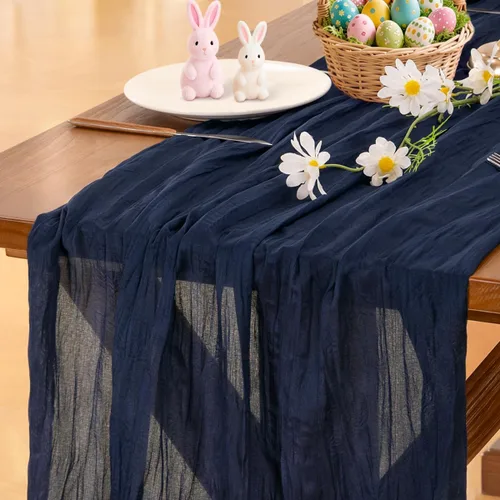 Vista 31 de Socomi - Camino de mesa de gasa, estilo bohemio y rústico, para primavera, Pascua, bodas, fiestas, baby showers y decoración, 120 pulgadas/10 pies