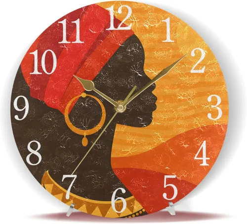 Vista 6 de senya Wall Clock African American Woman Silent Non Ticking Operated Round Easy to Read Home Office School Clock