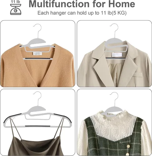 Vista 7 de VECELO Paquete de 25 perchas de plástico de alta calidad para trajes, antideslizantes, resistentes, apertura en forma de S, gancho giratorio