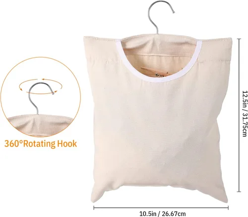 Vista 2 de Alfileres de ropa para ropa, bolsa de lona para ropa con gancho para colgar, 100 piezas de 2.8 x 0.4 pulgadas, clips de madera grandes de madera