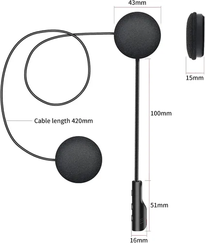 Vista 7 de Auriculares para casco de motocicleta Bluetooth 5.0, auriculares deportivos con reducción de ruido, respuesta automática, control de volumen