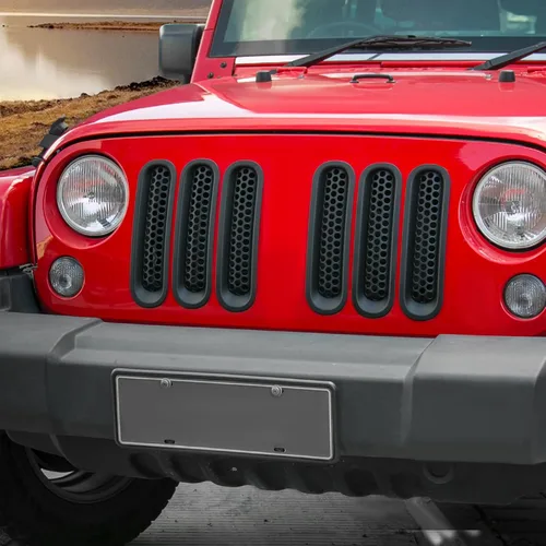 Vista 7 de Rejilla de malla con clip para Jeep Wrangler JK JKU 2007-2018 (negro mate)