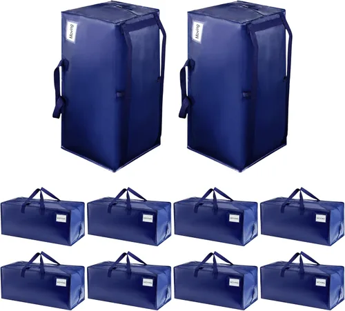 Vista 62 de VENO Paquete de 6 bolsas de mudanza resistentes con correas de mochila, cremalleras y asas, bolsas de embalaje extragrandes para artículos