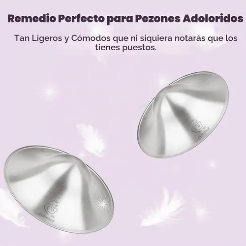 Vista 5 de Boboduck Copas de lactancia plateadas – Cubiertas plateadas para pezones para lactancia materna para proteger y calmar los pezones doloridos