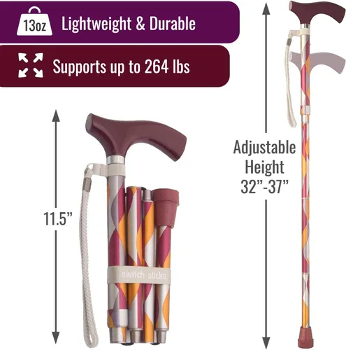 Vista 4 de Switch Sticks Walking Cane for Men or Women, Foldable and Adjustable from 32-37 Inches, FSA and HSA Eligible, Waves