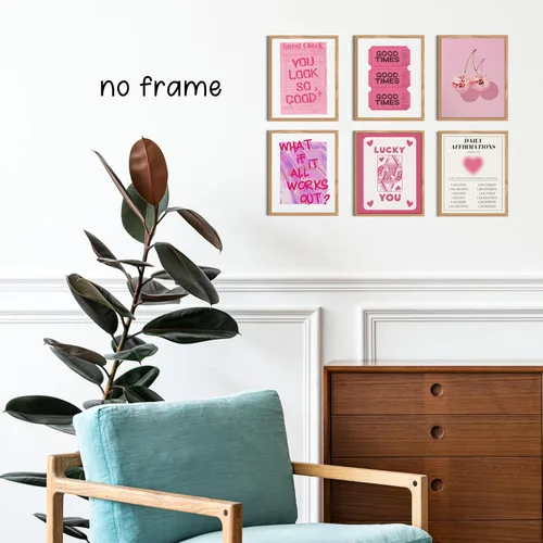 Vista 2 de KEUSPI Preppy - Póster artístico de pared con texto en inglés "You Look So Good Guest Check Good Times" de color rosa con texto en inglés "You Look