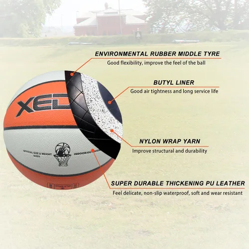Vista 4 de XEDGE Baloncesto 28.5" Tamaño 6 Interior Exterior Cuero Baloncesto Set