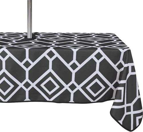 Vista 19 de LUSHVIDA Mantel cuadrado para exteriores con agujero para sombrilla y cremallera, 54 x 54 pulgadas, color negro, lavable, impermeable, a prueba