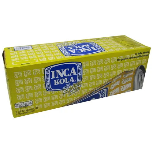 Vista 3 de Inca Kola Golden Carbonated Beverage Soda - la kola dorada - latas de 12 oz - 12