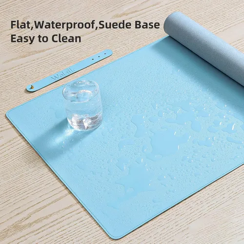 Vista 4 de Wolaile Tapete Secante de Escritorio de Cuero Sintético, Impermeable Antideslizante Tapete de Escritorio para Escribir para Niños, 36x17 pulgadas