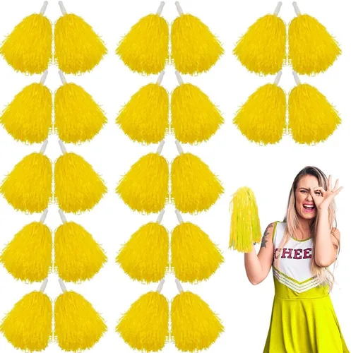 Vista 13 de Lovecheer 24 pompones de plástico de animadora con asa para animadoras deportivas y bailar