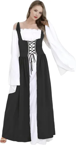 Vista 3 de Vestido renacentista para mujer, vestido medieval para mujer, disfraz renacentista para mujer, vestido irlandés, vestido de feria renacentista