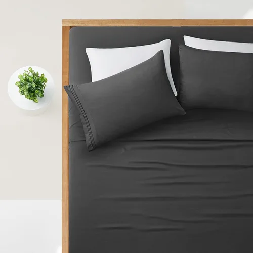 Vista 64 de Manyshofu Juego de sábanas de tamaño individual con bolsillos extra profundos, sábanas y fundas de almohada de 1800 hilos de lujo para hotel, juego