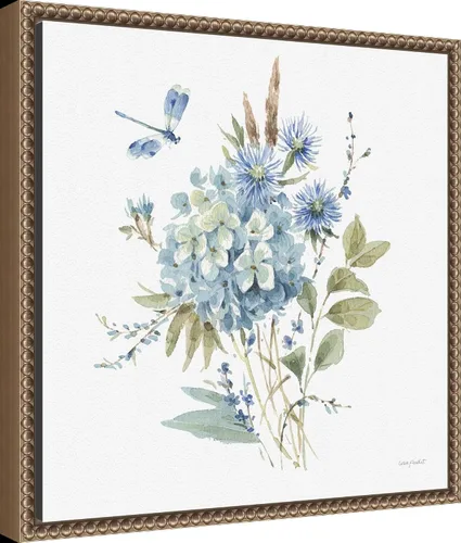 Vista 2 de Amanti Art Lisa Audit - Lienzo enmarcado para pared, 16 x 16 pulgadas, azul bohemio 04A (Ramo de flores) por Lisa Audit, lienzo enmarcado