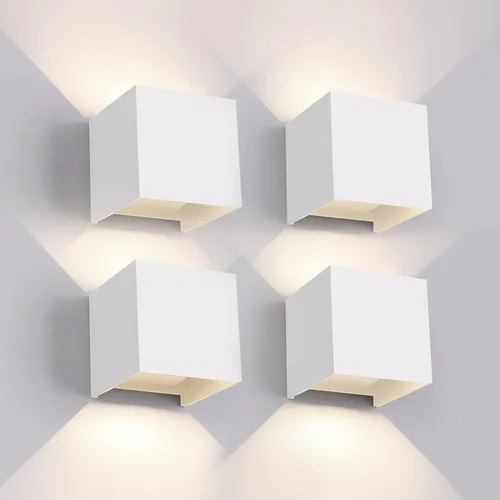 Vista 10 de Mille Lucciole Paquete de 2 lámparas de pared para exteriores de 12 W, para exteriores e interiores, apliques de pared LED blancos modernos, IP65