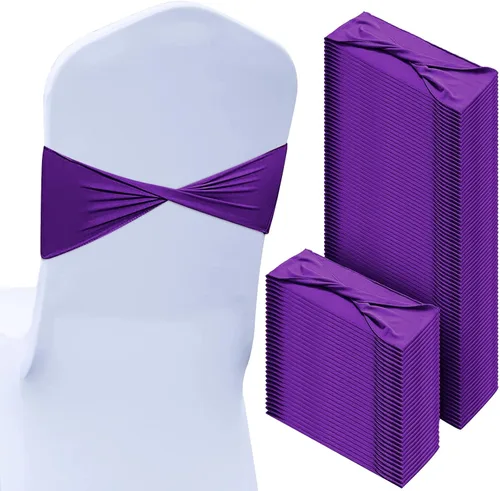 Vista 19 de CHENGU 100 bandas de elastano para silla, con lazo liso, para bodas, sin hebilla, decoraciones de cumpleaños, lazos elásticos, bandas deslizantes