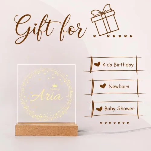 Vista 4 de Luz nocturna personalizada para bebés y niños, lámpara LED de corona de estrellas con nombre personalizado para niñas y niños, luces nocturnas