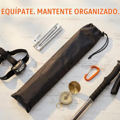 Vista 4 de LIOOBO Bolsa de poste de tienda: Bolsa de transporte de bastones de trekking Funda de repuesto para bastón, bolsa de almacenamiento larga portátil
