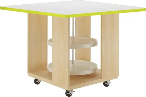 Vista 17 de Diversified Spaces Intermix - Estación de trabajo escolar de colaboración móvil, 48 x 48 x 30 pulgadas abierta con 2 tocadiscos Lazy Susan, parte