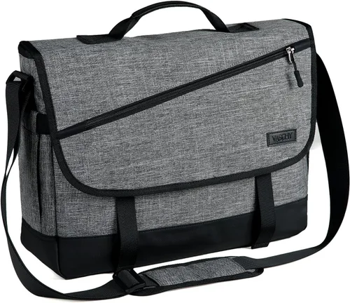 Vista 10 de VASCHY Bolsa de mensajero para hombre, bolso cruzado de moda para laptop, bolsa lateral para hombres y mujeres para el trabajo, negocios