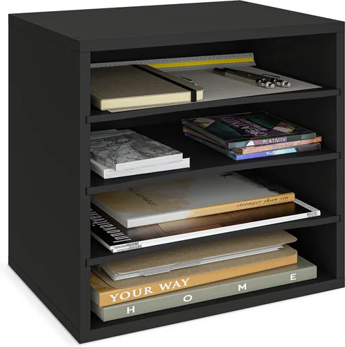 Vista 11 de Organizador de papel Ballucci, organizador de escritorio de madera apilable de 3 niveles, organizador de archivos de documentos y clasificador