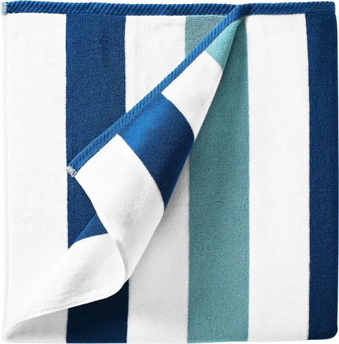 Vista 15 de Laguna Beach Textile Co. Toalla de playa Tropical Cabana - De gran tamaño, de felpa, 630 GSM de algodón - Azul Agave