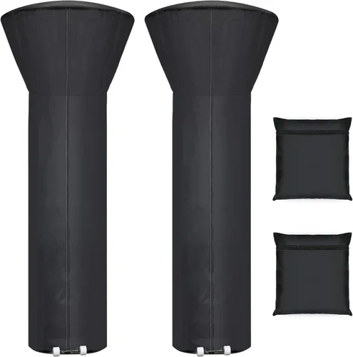 Vista 7 de Cubierta para calentador de patio impermeable con cremallera y bolsa de almacenamiento, cubierta para calentador al aire libre con características a