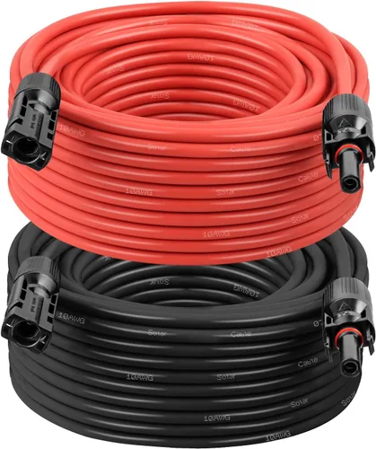 Vista 13 de XRDS -RF Cable de extensión solar 8AWG 3FT paquete de 2 unidades (rojo + negro), cable fotovoltaico con conectores solares macho/hembra, cable