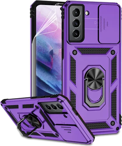 Vista 14 de Funda para Samsung Galaxy S21 con cubierta para lente de cámara, protector de pantalla HD, doble capa de grado militar, probada contra caídas