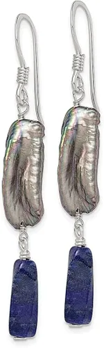 Vista 2 de Plata de ley 925, perla, cultivada en agua dulce, color gris lapislázuli, colgante, gota de piedra natural, joyería fina para mujer, regalos