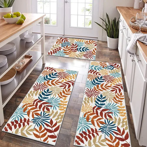 Vista 17 de Bsmathom Conjunto de Alfombras de Cocina Boho 3 Piezas, Alfombra de Cocina Antideslizante de Estilo Granja, Alfombras de Cocina Lavables