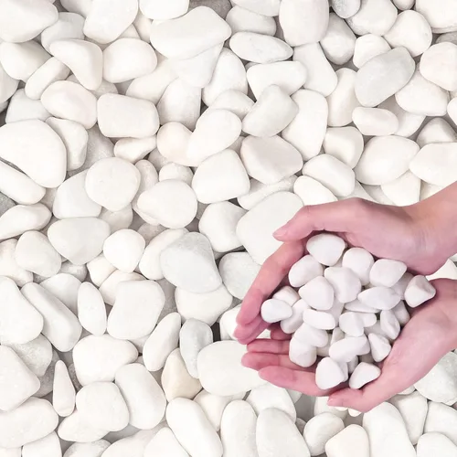 Vista 7 de 5 libras de piedras de río blancas como la nieve - Piedras decorativas - Guijarros para plantas de interior - Piedras para paisajismo al aire libre