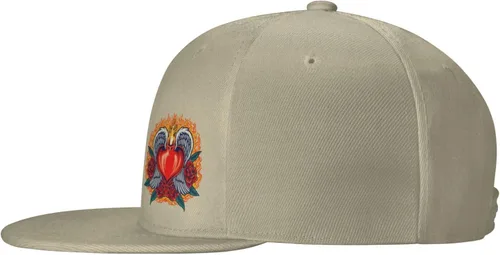 Vista 8 de Heart Angel Fiery with Red Rose Blooms Snapback Hats for Men Women Baseball Cap Flat Bill Brim Hat