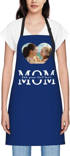 Vista 14 de Delantales personalizados para mujer, diseño de delantal de chef ajustable con nombre, textos, fotos, flores, regalos para el día de la madre