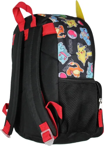 Vista 3 de Bioworld Pokemon Mochila 3D Pikachu Bulbasaur Squirtle Charmander 14" Mochila de viaje escolar para niños