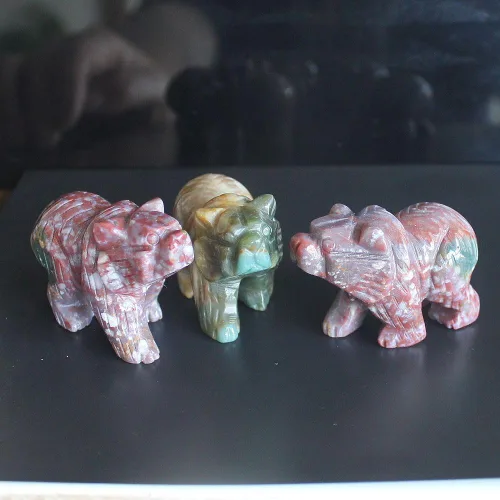 Vista 5 de HLbshi - Figura de oso de cristal tallada (ágata oceánica)
