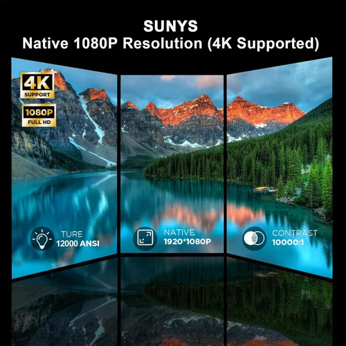 Vista 2 de Proyector WiFi 5G con sistema operativo Android, proyector nativo 1080P HD de 12000L, proyector de teléfono para iOS y Android, compatible con bolsa