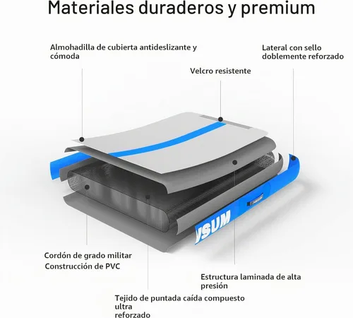 Vista 6 de AWSUM Inflatable Gymnastics Mat, Air Tumbling Mat with Pump for Home & Gym Azul/Azul