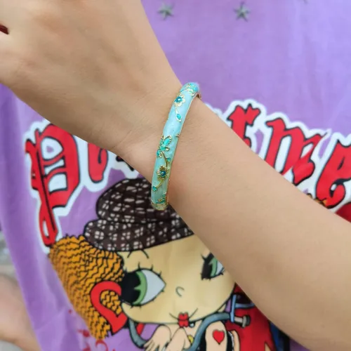 Vista 6 de Pulsera de flores vintage Chinoiserie Cloisonne para mujer, elegante, vibrante, étnica, regalos de joyería étnica