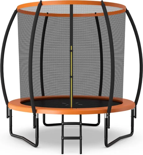 Vista 12 de Goplus Trampolines recreativos de 8 pies, 10 pies, 12 pies, 400 libras, trampolín para exteriores con cierre, escalera antideslizante, tecnología