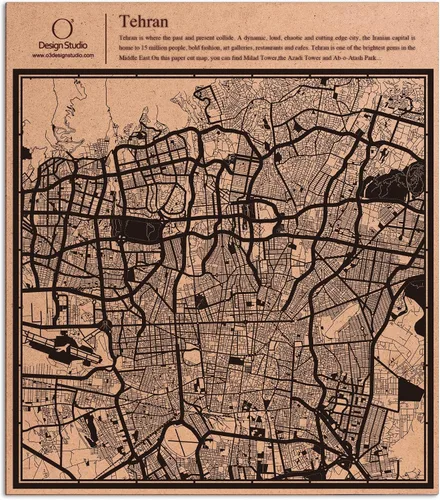 Vista 100 de O3 Design Studio Abu Dhabi - Mapa de corte de papel negro (12 x 12 pulgadas)