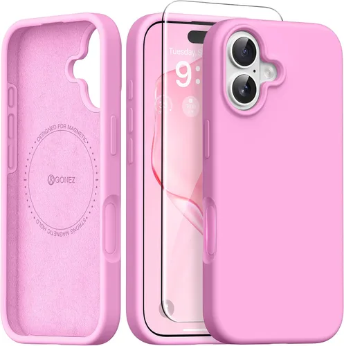 Vista 88 de GONEZ Funda magnética para iPhone 12 Case / 12 Pro Case, compatible con MagSafe, [protector de pantalla + protector de lente de cámara], funda