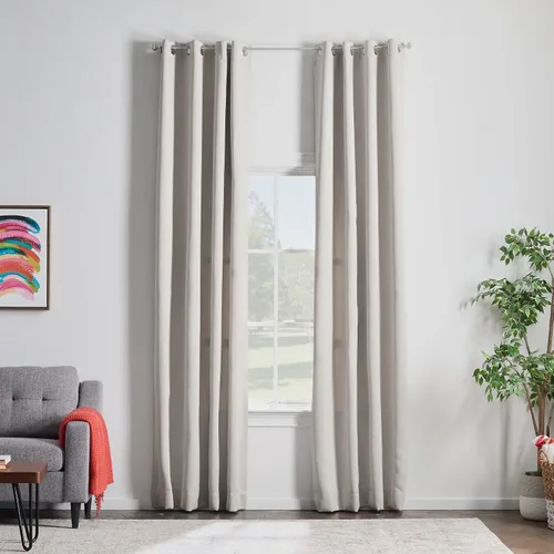 Vista 19 de Linenspa Juego de 2 paneles de cortinas opacas 85% - Cortinas negras de 84 pulgadas de largo, aislamiento térmico, reducción de ruido, esenciales